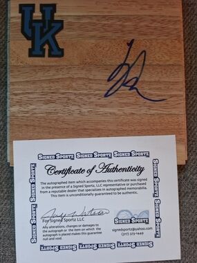 Tayshaun Prince Autographed Floorboard Kentuky With Coa
